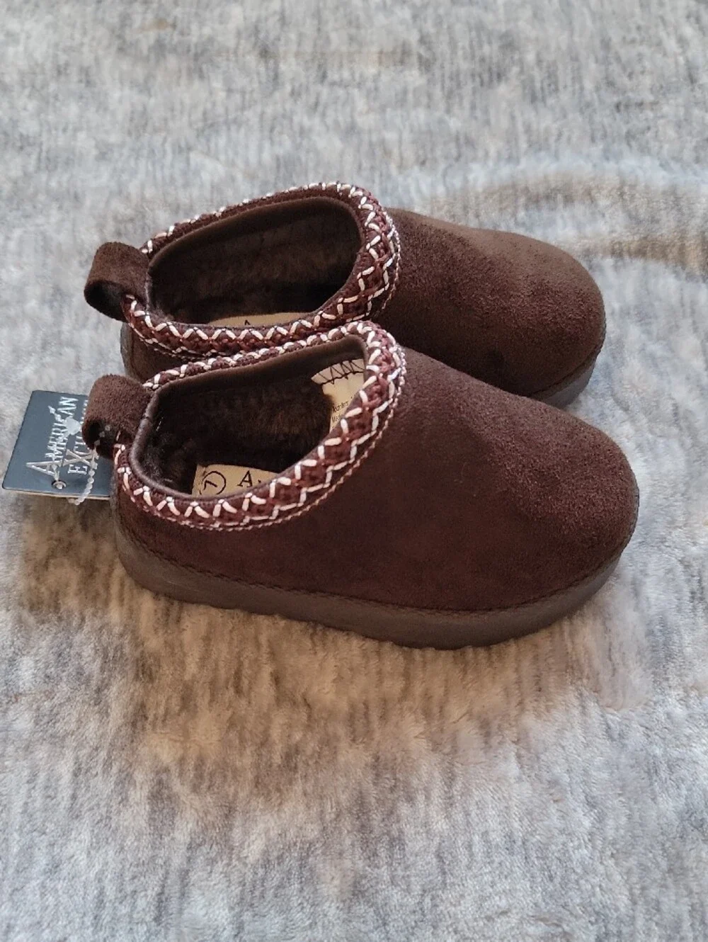 American Exchange Toddler Dark Brown Plush Slip-On Clog Size 7